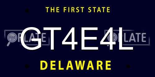GT4E4L Delaware License Plate