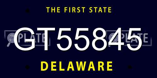 GT55845 Delaware License Plate
