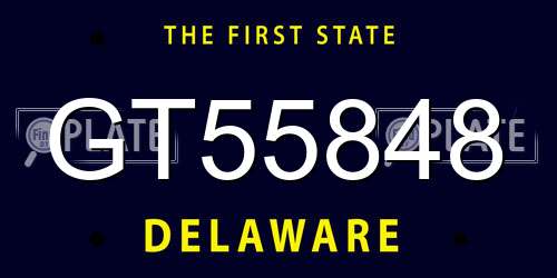 GT55848 Delaware License Plate