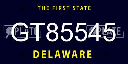 GT85545 Delaware License Plate