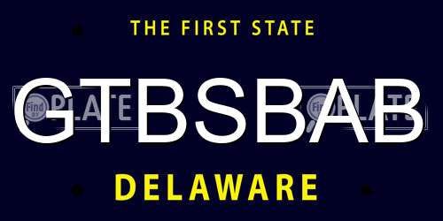 GTBSBAB Delaware License Plate