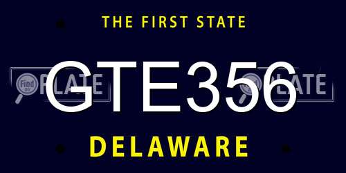GTE356 Delaware License Plate