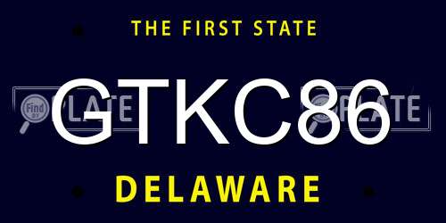 GTKC86 Delaware License Plate
