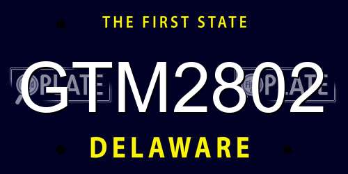 GTM2802 Delaware License Plate