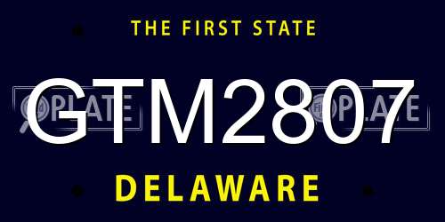 GTM2807 Delaware License Plate