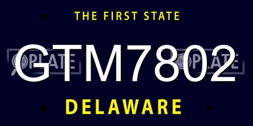 GTM7802 Delaware License Plate