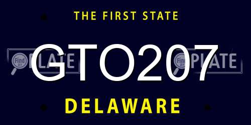 GTO207 Delaware License Plate