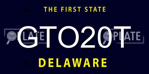 GTO20T Delaware License Plate