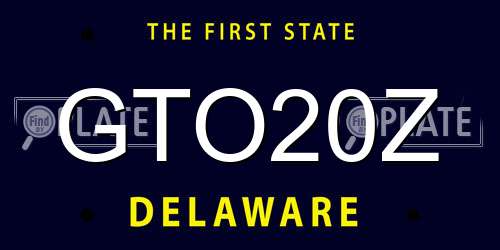GTO20Z Delaware License Plate