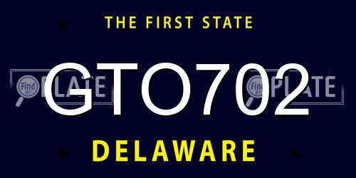 GTO702 Delaware License Plate