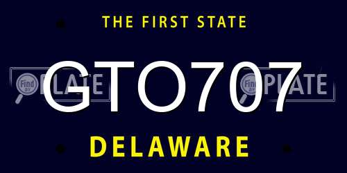 GTO707 Delaware License Plate