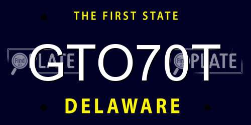 GTO70T Delaware License Plate