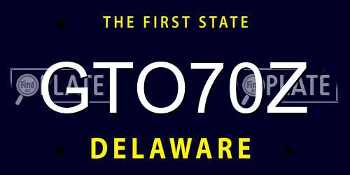 GTO70Z Delaware License Plate