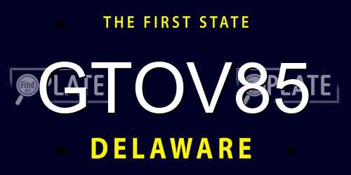 GTOV85 Delaware License Plate
