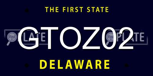 GTOZ02 Delaware License Plate