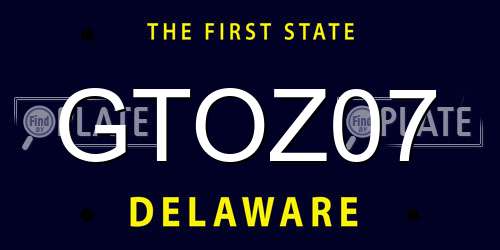 GTOZ07 Delaware License Plate