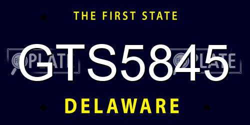 GTS5845 Delaware License Plate