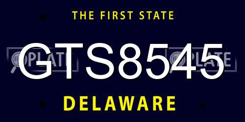 GTS8545 Delaware License Plate