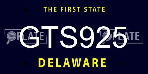 GTS925 Delaware License Plate
