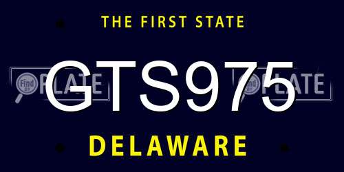 GTS975 Delaware License Plate