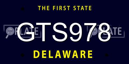 GTS978 Delaware License Plate