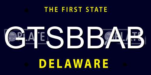 GTSBBAB Delaware License Plate