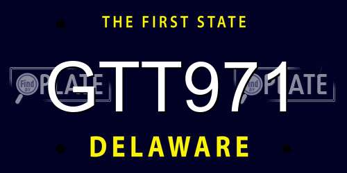 GTT971 Delaware License Plate