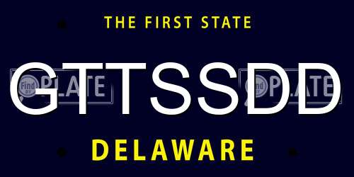 GTTSSDD Delaware License Plate