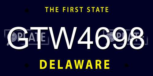 GTW4698 Delaware License Plate