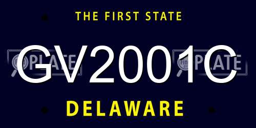GV2001C Delaware License Plate