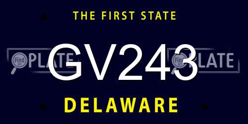 GV243 Delaware License Plate