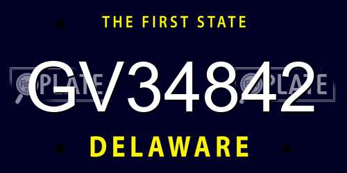 GV34842 Delaware License Plate