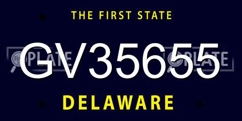 GV35655 Delaware License Plate