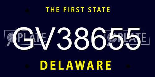 GV38655 Delaware License Plate