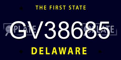 GV38685 Delaware License Plate