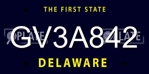 GV3A842 Delaware License Plate