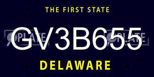 GV3B655 Delaware License Plate