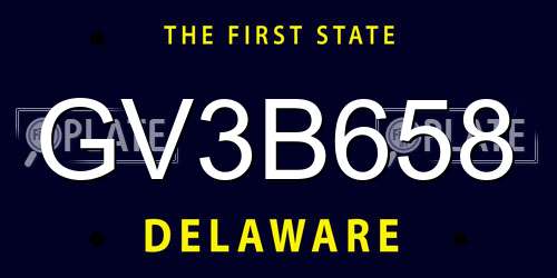 GV3B658 Delaware License Plate
