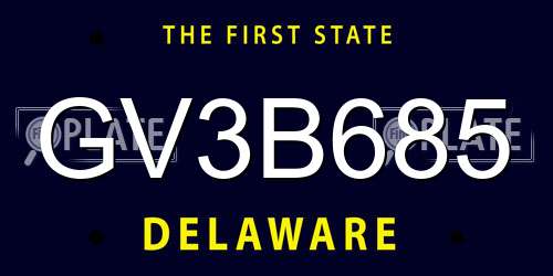 GV3B685 Delaware License Plate