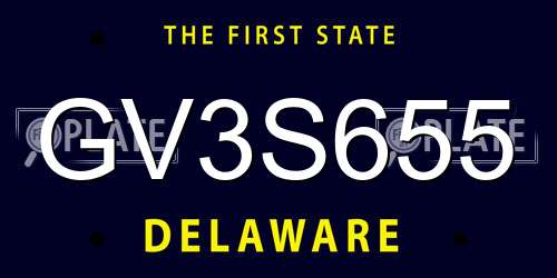 GV3S655 Delaware License Plate
