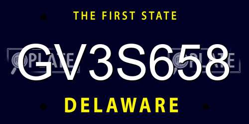 GV3S658 Delaware License Plate