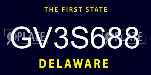 GV3S688 Delaware License Plate