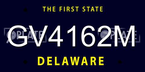GV4162M Delaware License Plate