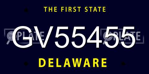 GV55455 Delaware License Plate
