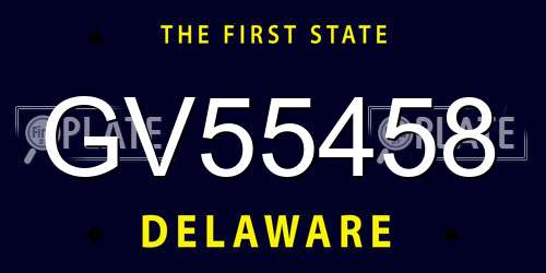 GV55458 Delaware License Plate