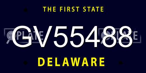 GV55488 Delaware License Plate