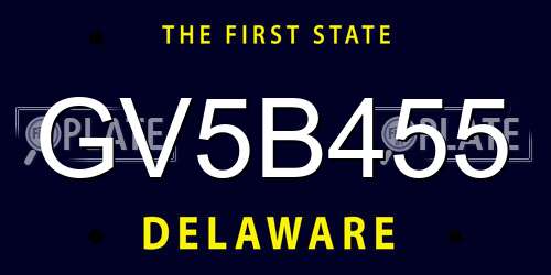 GV5B455 Delaware License Plate
