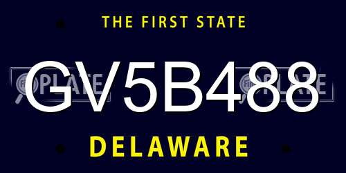 GV5B488 Delaware License Plate