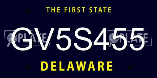 GV5S455 Delaware License Plate
