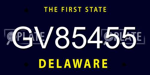 GV85455 Delaware License Plate